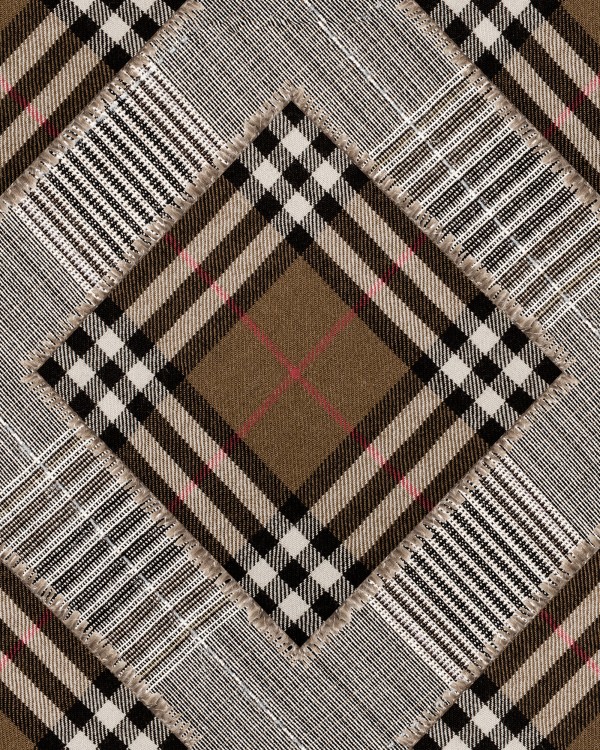 CHECKERED PATCHWORK Mid Brown Wallpaper