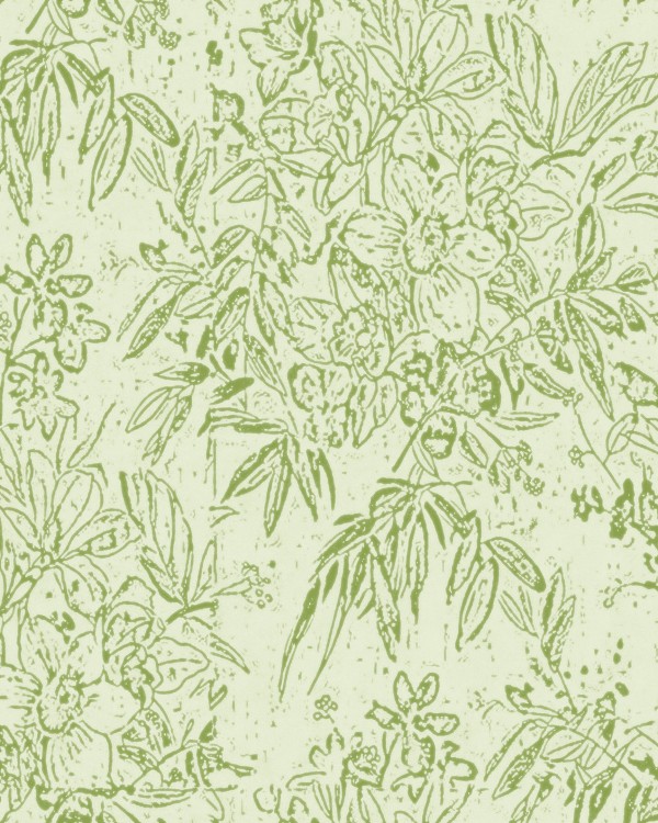 CHERRY ORCHARD Green Wallpaper