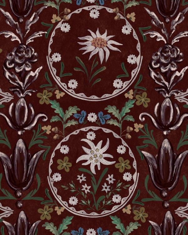 EDELWEISS Burgundy Wallpaper