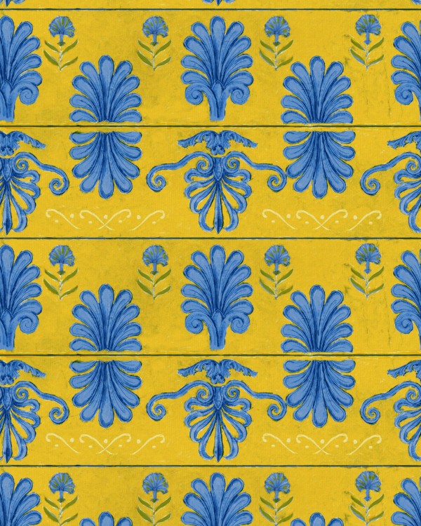 MYKONOS VILLA MOTIF Lemon Wallpaper