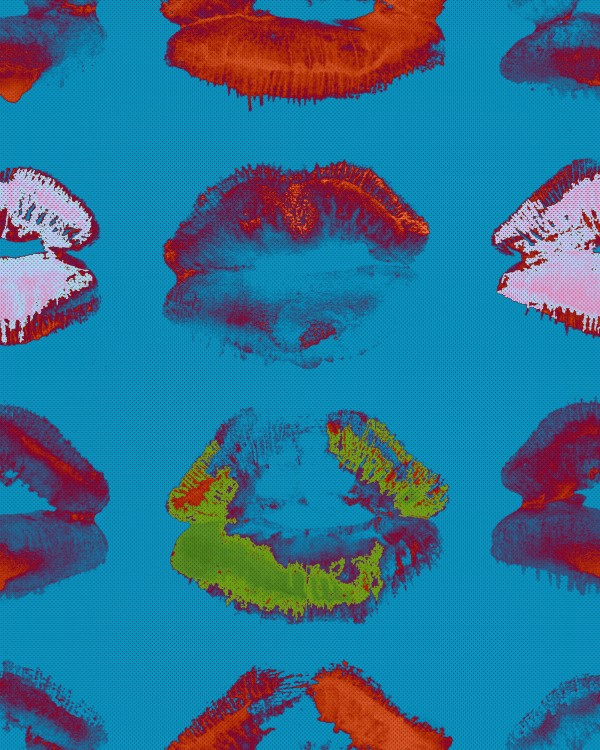 NEON KISS Blue Wallpaper
