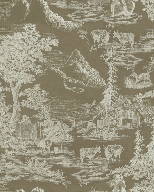 TOILE DU TYROL Taupe Wallpaper