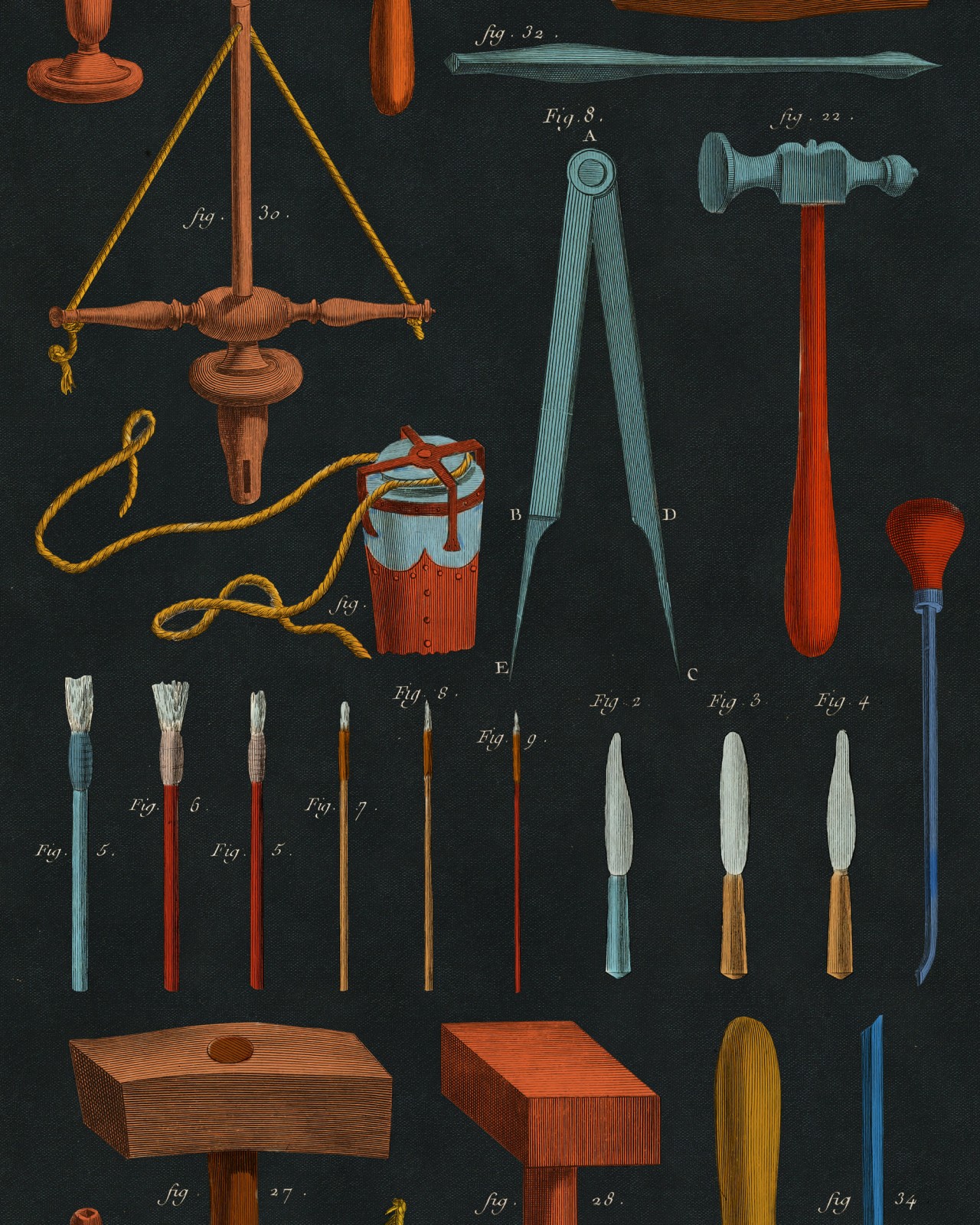 OLD TOOLS Anthracite Wallpaper