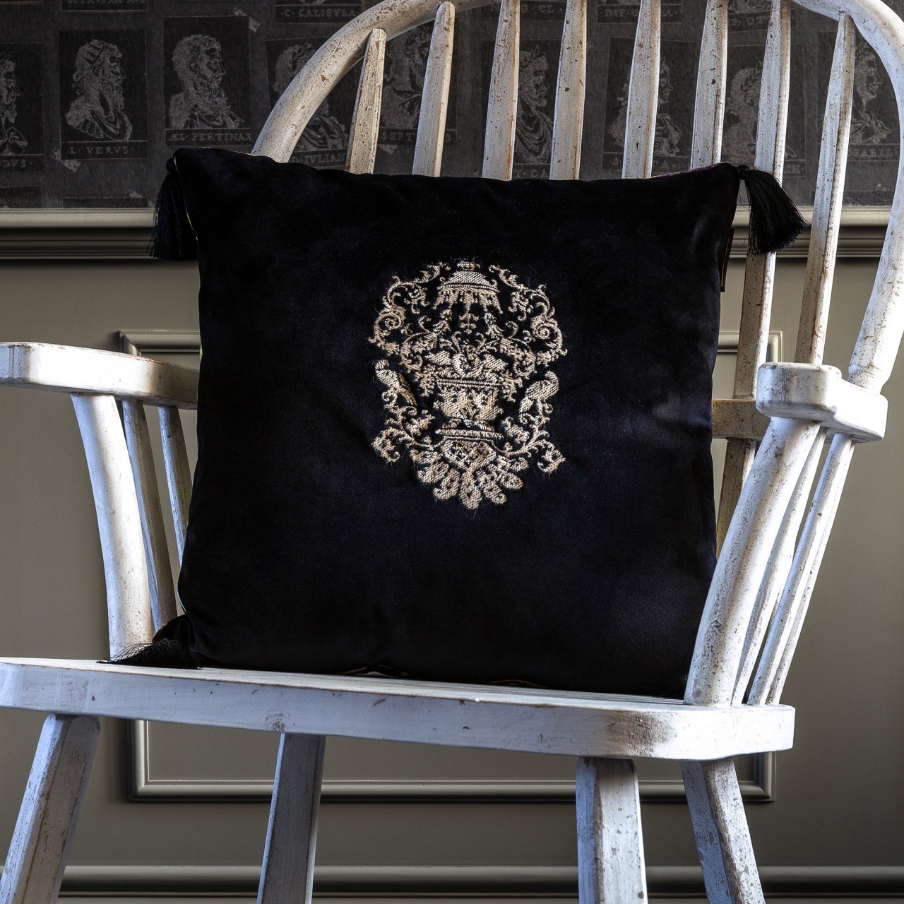 MANOR CREST Velvet Embroidered Cushion