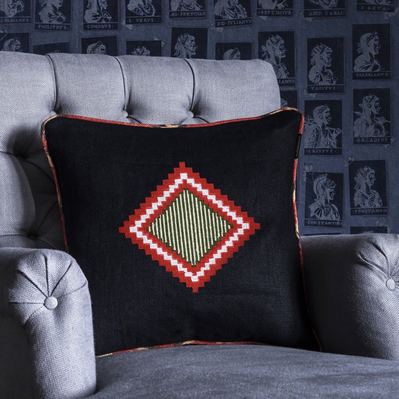 MOKI Linen Embroidered Cushion