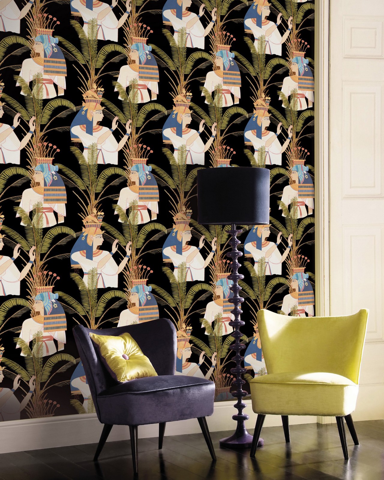 EGYPTIAN QUEENS Anthracite Wallpaper