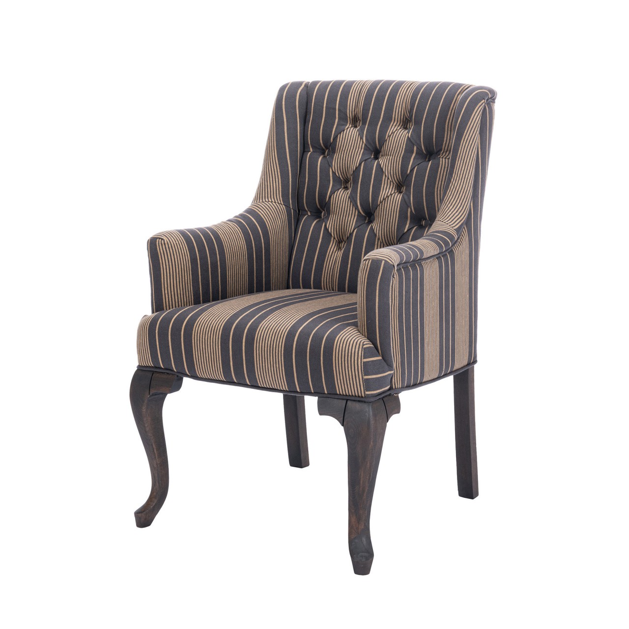 FITZROY TUFTED CHAIR - NEWPORT STRIPES Heavy Linen Fabric