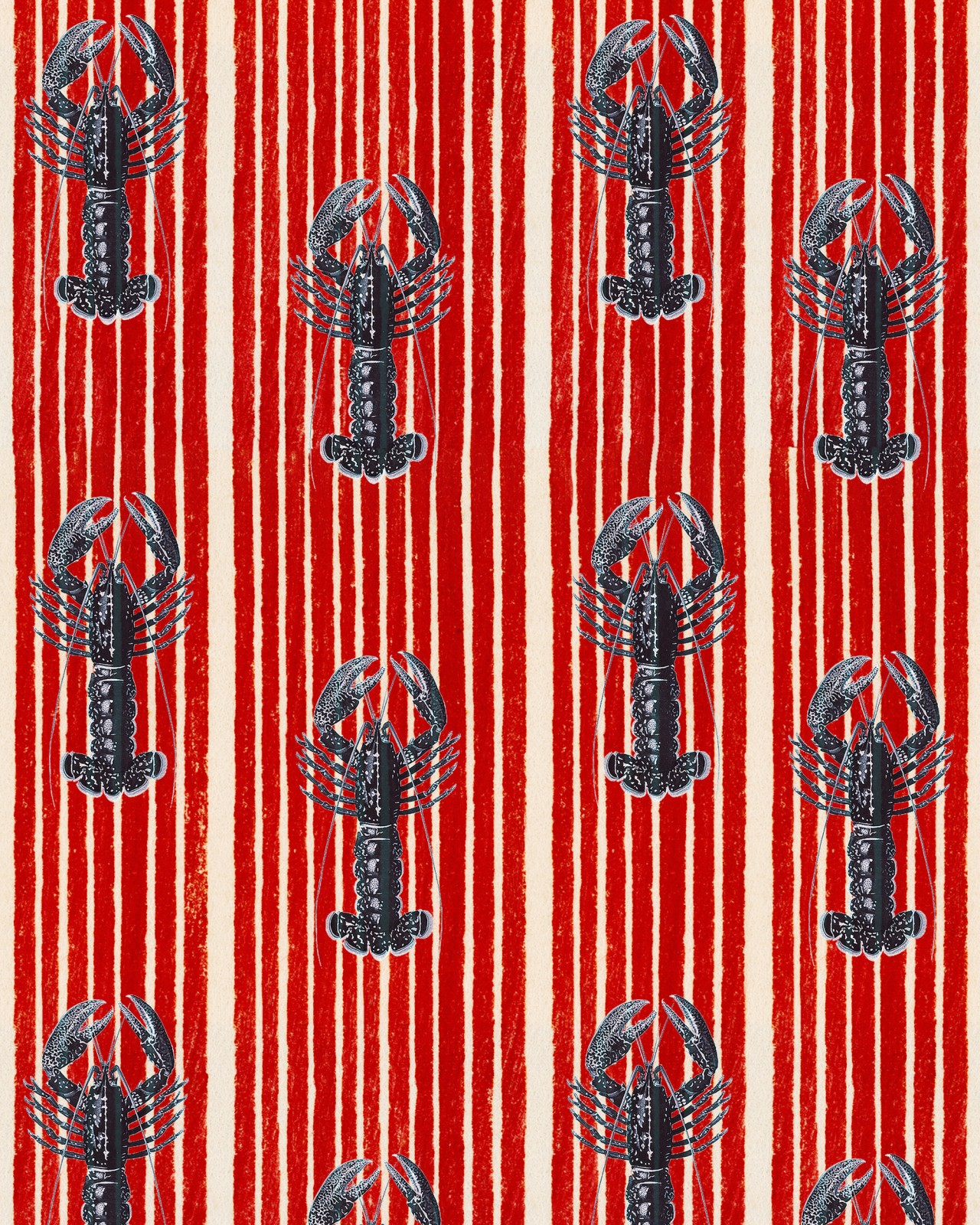 MEDITERRANEAN LOBSTERS Red Wallpaper