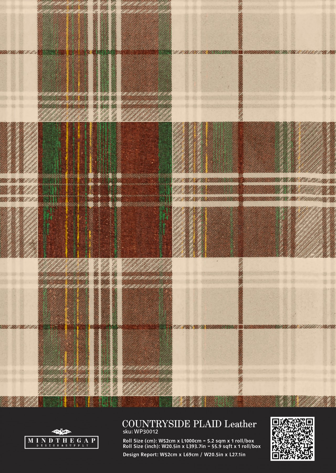 COUNTRYSIDE PLAID Leather Wallpaper Sample